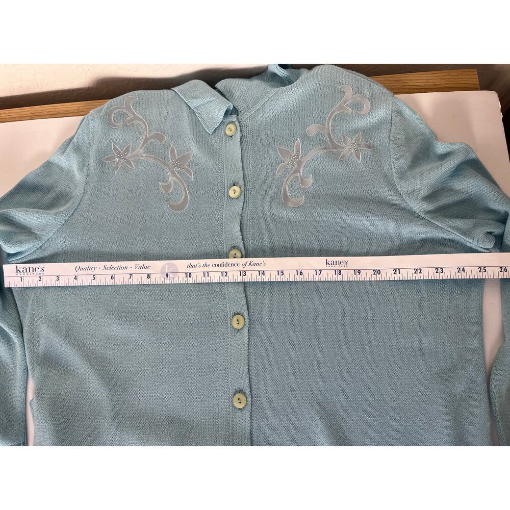 Philippe Marques Light Blue Knit Button Front Top… - image 7